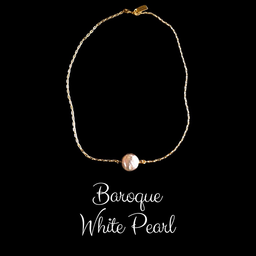 Baroque Pearl Necklace With 18 Karat Gold Plated Brass Chain